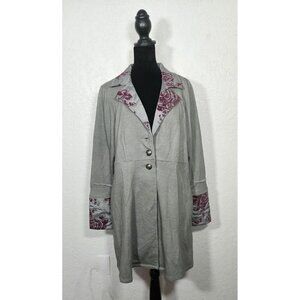 Soft Surroundings Women's Grandeur Gray Long Jacket Size Medium Petite